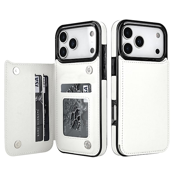 iPhone 17 Pro Max Läderfodral  Kort, Skydd & Klass Vit