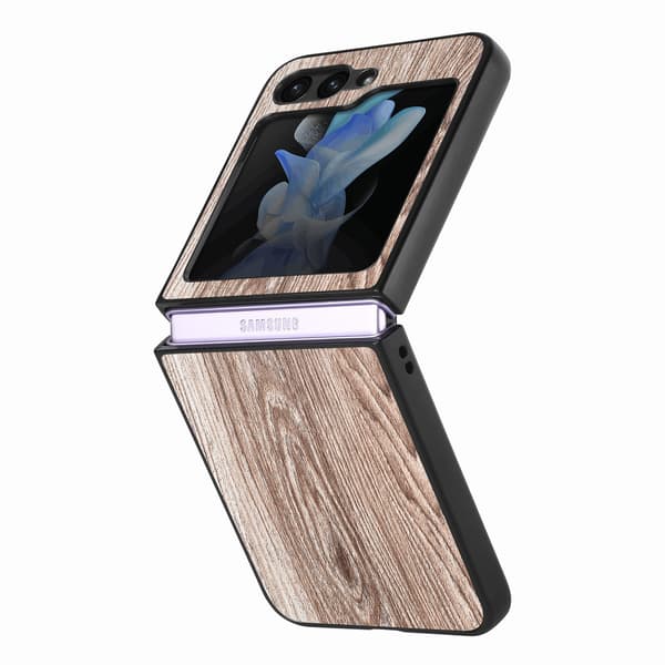 Trätextur Skal för Samsung Galaxy Z Flip5 5G Kaffe