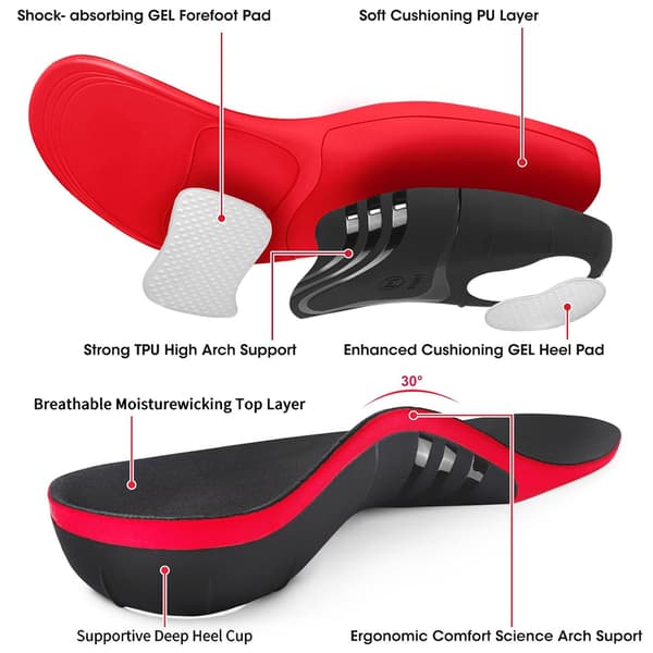Plantar Fasciitis Insoles  Högt bågstöd & smärtlindring Medium