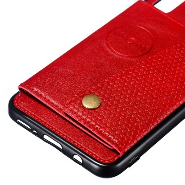 Samsung Galaxy A50 - Käytännöllinen älykäs kansi korttilokerolla Röd