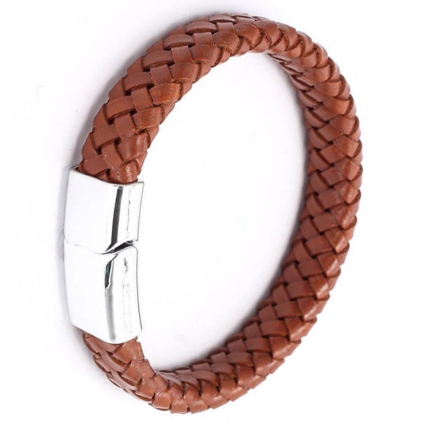 Bekvämt PU-Läder Unisex Armband Brun 21CM