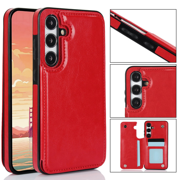 Samsung Galaxy S24 PLUS - Tyylikäs kansi lompakko-/korttilokerolla Röd