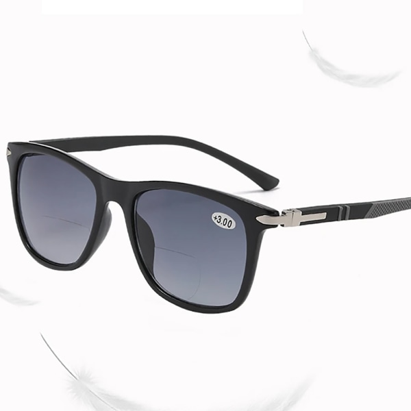 Bifokala Solglasögon UV-Skydd för Män & Kvinnor - Fyrkantig Desi Svart +2.0
