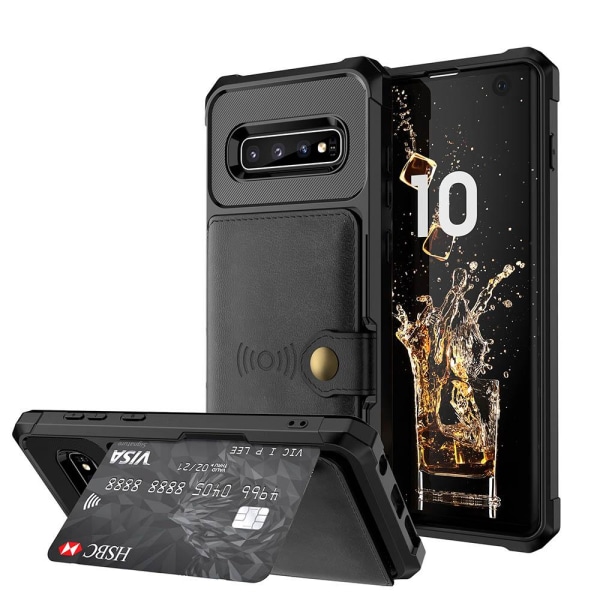 Samsung Galaxy S10E - Professionellt Stilrent Skal med Kortfack Svart