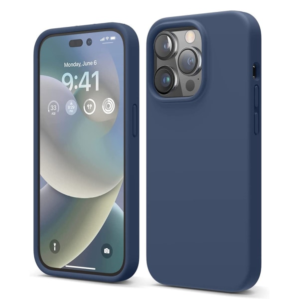 iPhone 14 Pro Max - Beskyttende Floveme Etui Marinblå