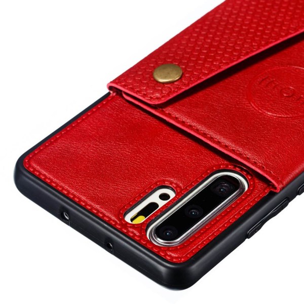 Huawei P30 Pro - Gjennomtenkt Beskyttelsesdeksel med Kortlomme Röd