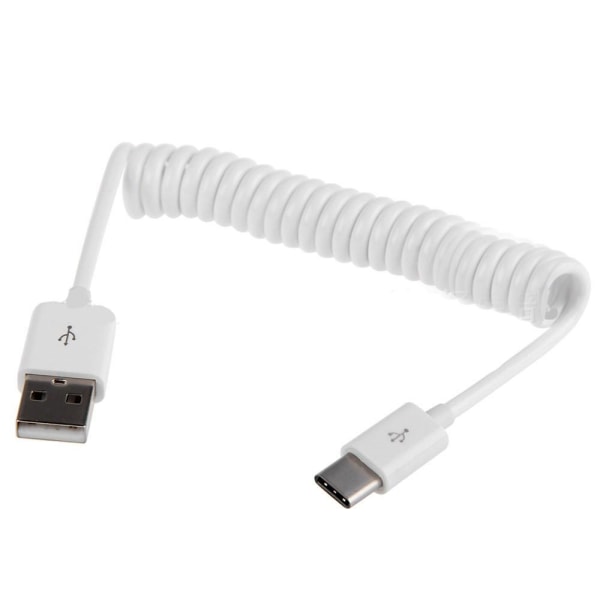 USB till Type-C Fjäder Laddningskabel Vit