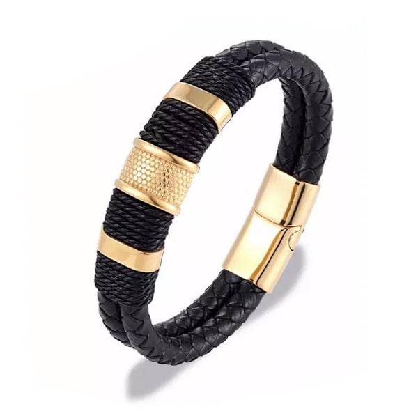 Virkat Konstläder Hög Kvalitets Armband Svart 21CM