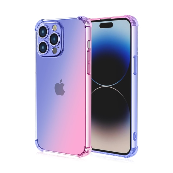 IPhone 15 pro - Älykäs suojakotelo silikonista Rosa/Blå