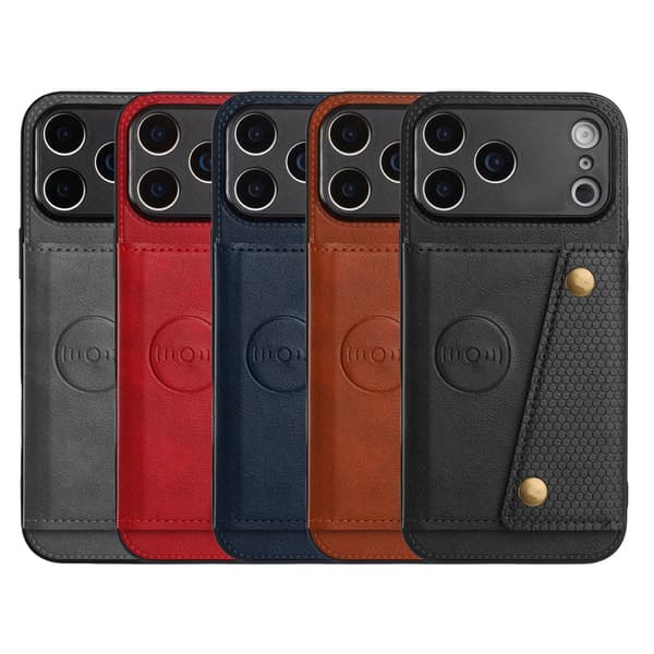 iPhone 17 Pro Max Magnetiskt Kortfacksskal med Ställfunktion Ljusbrun