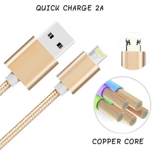 USB-lade-/dataoverføringskabel (Android/Apple) DOBBELPLUG Silver/Grå