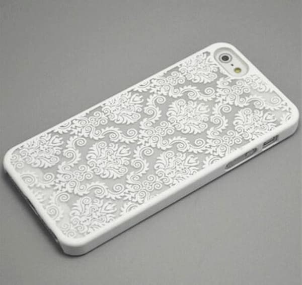 iPhone 5G/5S/5SE skal "Vintage flower" (VIT) Vit