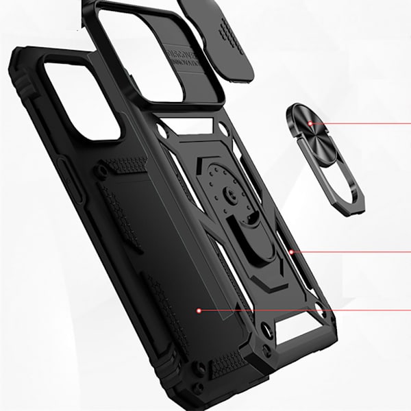 iPhone 14 - Extra Skyddande ARMOR Skal med 360° Ringhållare Blå