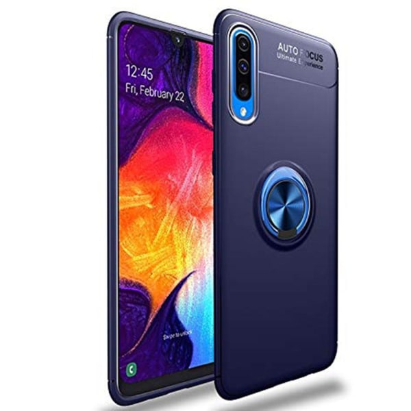 Samsung Galaxy A50 - Stilsäkert AUTO FOCUS Skal Ringhållare DarkBlue Svart/Blå