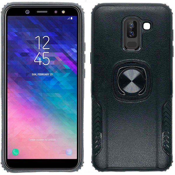 Samsung A6 Plus - Praktiskt Skal med Ringhållare (LEMAN) Mörkblå