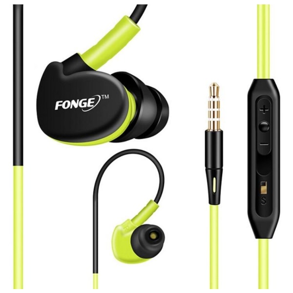 FONGE Sport In-ear Hörlurar med Mic (Earphone) Grön