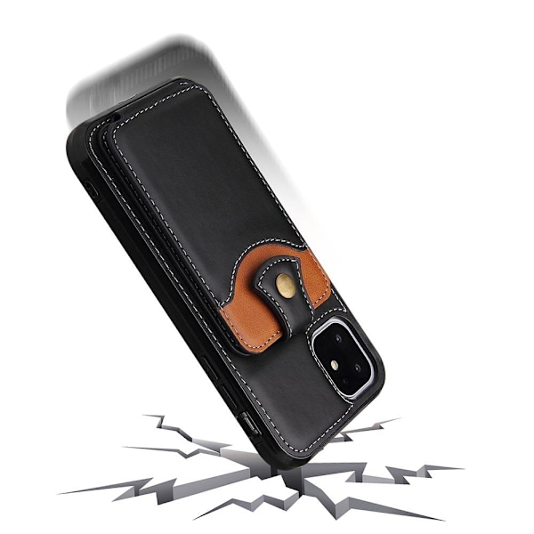 iPhone 12 - Stilsäkert Skal med Korthållare Svart