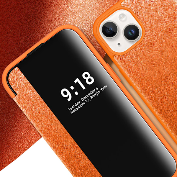 iPhone 13 mini - Skyddsfodral med Fönster och Fack Orange