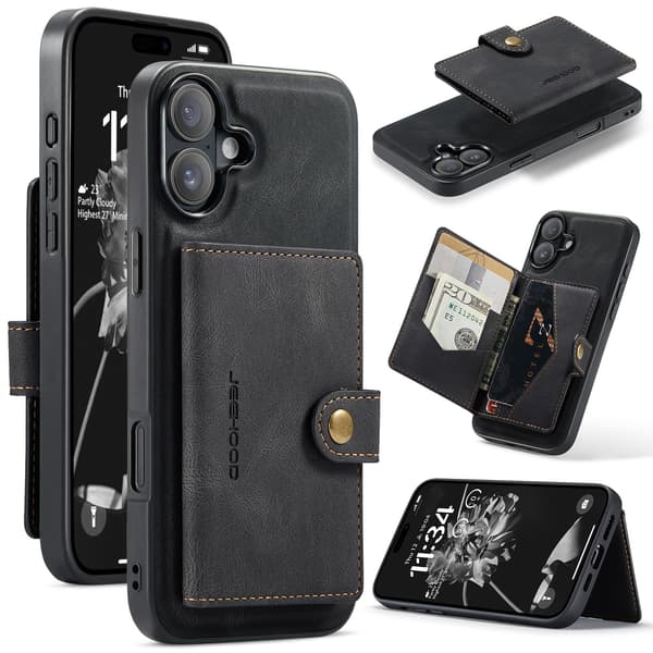 iPhone 17 Skydd & 4 Kortfack  Praktiskt, Stilfullt & Multifunktion Svart