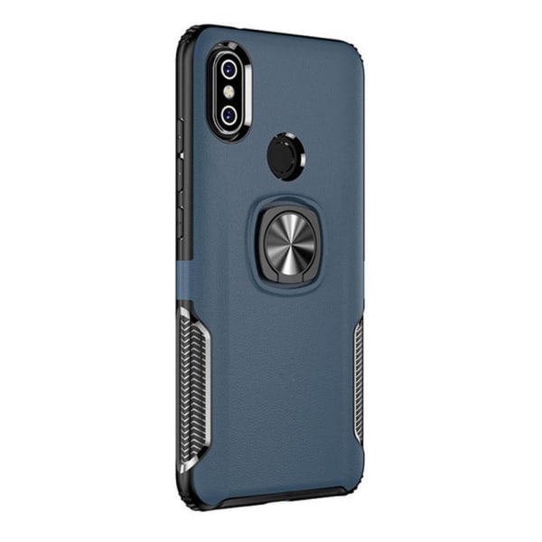 Huawei P20 Lite - Stilfuldt cover med ringholder (LEMAN) Mörkblå