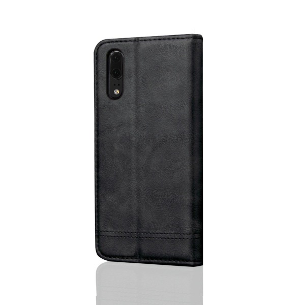 LEMAN Stilrent Plånboksfodral för Huawei P20 Mörkbrun