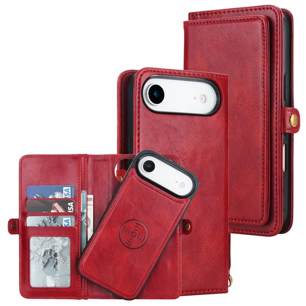 iPhone 17 Air 2-i-1 Läderfodral Röd