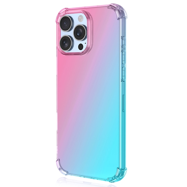 iPhone 16 Pro - Slitstarkt Skyddande Gradient Silikonskal Rosa/Grön