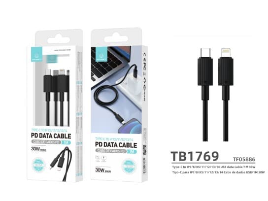 Snabbladdande 30W USB-C till Lightning Kablar 1M Vit