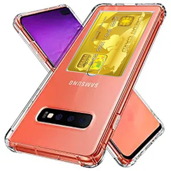 Samsung Galaxy S10 Plus - Skyddsskal med Kortfack Transparent
