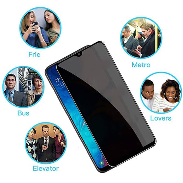 Samsung A20e 3-PACK Anti-Spy 2.5D Skärmskydd Ram 9H Sekretessglas
