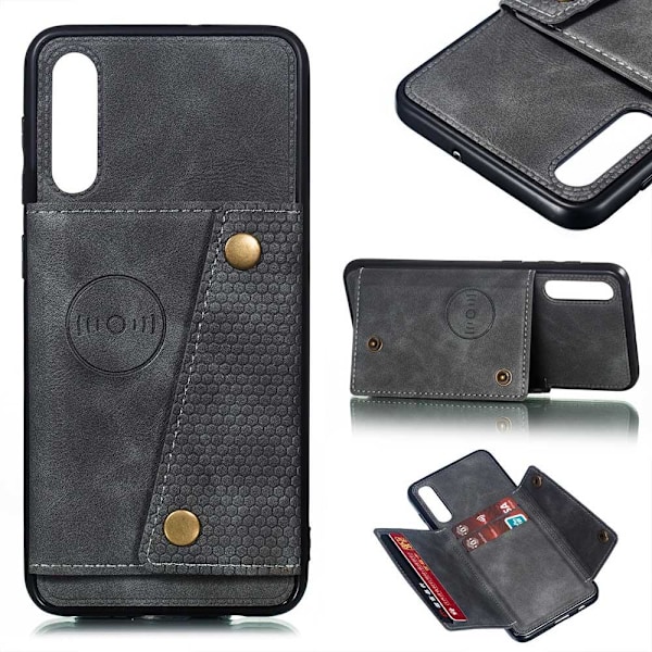 Samsung Galaxy A50 - Praktisk Smart Cover med kortrum Grå