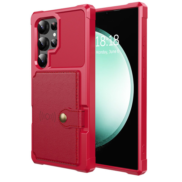 Samsung Galaxy S24 Ultra - Smart och Stiligt Fodral - 4 Kortfack Röd