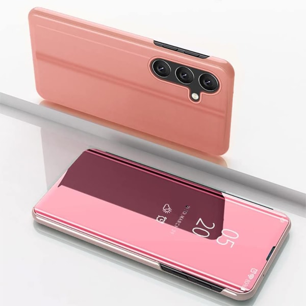 Samsung Galaxy S23 FE - Smart Lyxigt Fodral med Spegeleffekt Roséguld