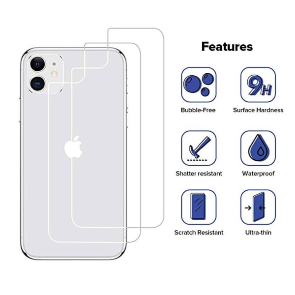 iPhone 11 3-PACK Back Screen Protector 9H Screen-Fit HD-Clear Transparent/Genomskinlig