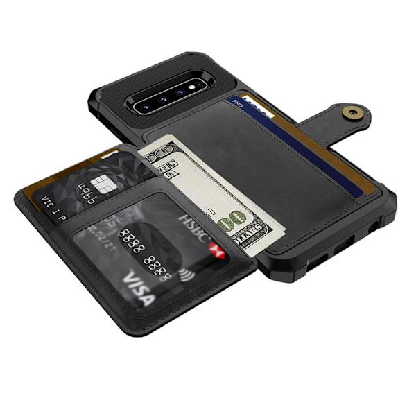 Samsung Galaxy S10 - Praktisk Smart Cover med kortrum Brun