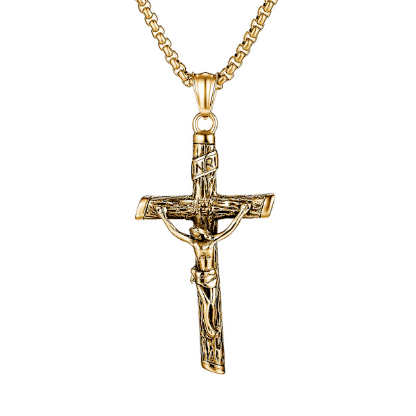 Kors Jesus Rustfrit Stål Halskæde Silver