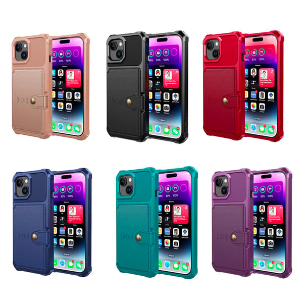 Elegant plånboksfodral i lyxigt PU-läder för iPhone 15 Plus Grön