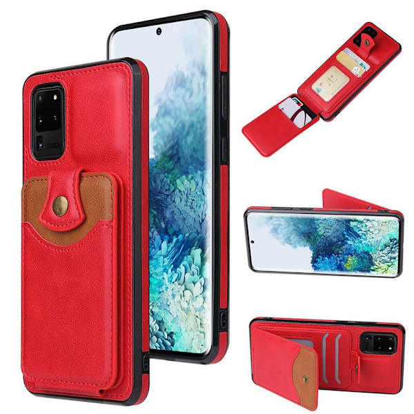 Samsung Galaxy S20 Ultra - Skal med Kortfack Red Röd