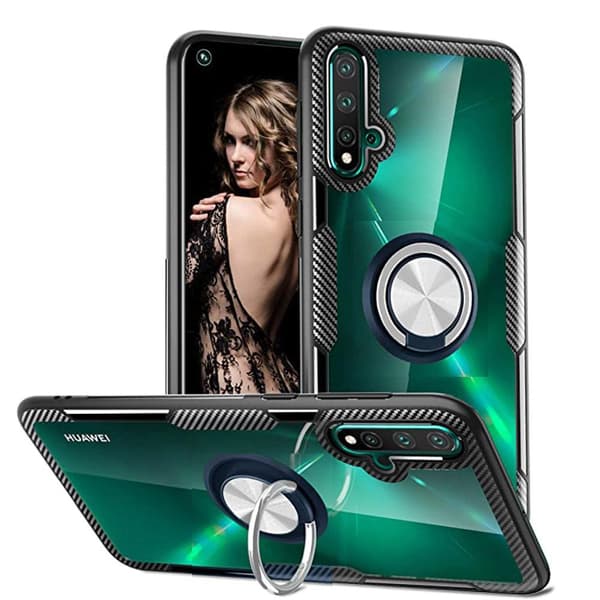 Huawei Nova 5T - Stilrent Skal med Ringhållare Röd