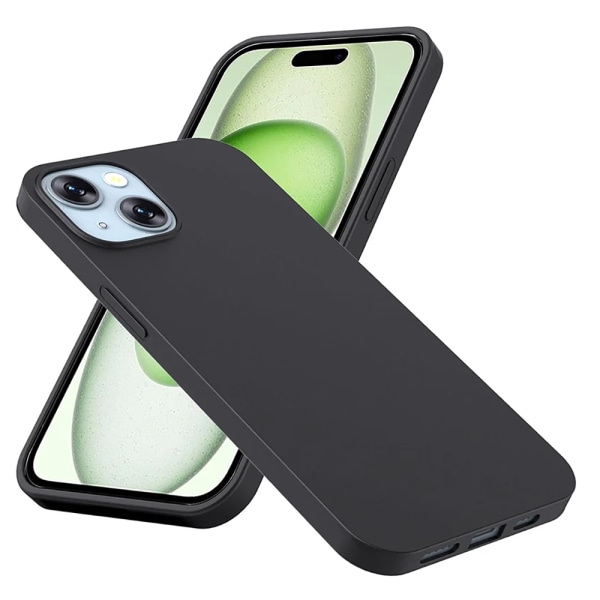 iPhone 15 PLUS - Mat cover med stødabsorberende silikone Black
