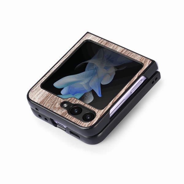 Trätextur Skal för Samsung Galaxy Z Flip5 5G Kaffe