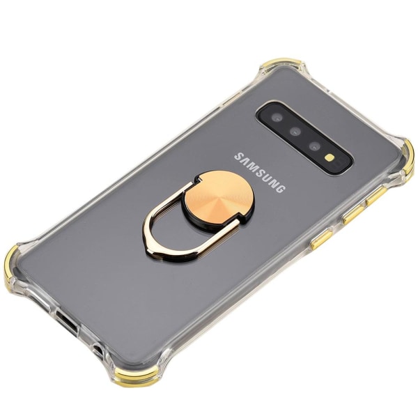Samsung Galaxy S10 - Beskyttende praktisk etui med ringholder Blå Blå