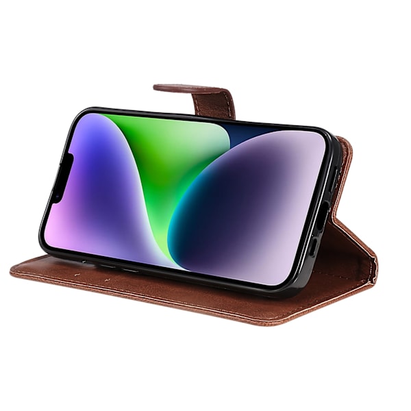 iPhone 14 Plus - Plånboksfodral FLOVEME Brun