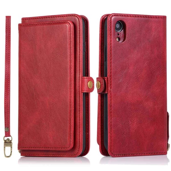 iPhone XR - Dubbelfunktions Plånboksfodral Röd