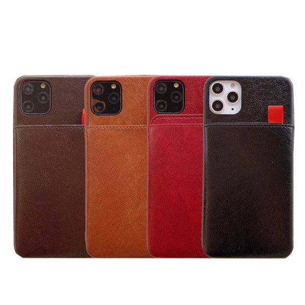 iPhone 11 Pro Max - Praktiskt Retro Leman Skal med Kortfack Brown Brun