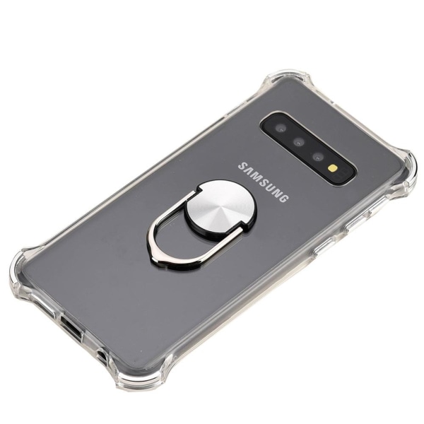 Samsung Galaxy S10 - Käytännöllinen suojaava kotelo sormustelineellä Blå Blå