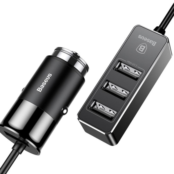 Kraftfull 3-USB Port Billaddare BASEUS Grå
