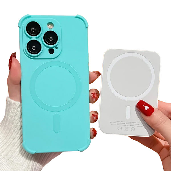 iPhone 13 - Silikonskal med Magnetiskt Stötskydd Mint