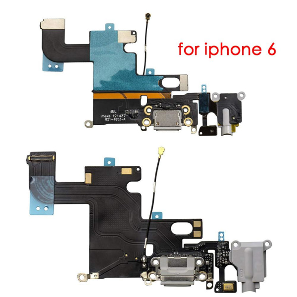 iPhone 6 - Høykvalitets ladeport og hodetelefonport reservedel Grå