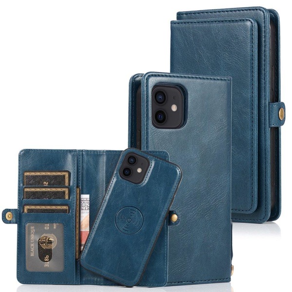 iPhone 12 Pro - Stilig 2 i 1 lommebokdeksel Mörkblå